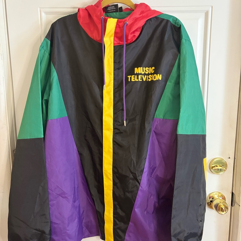 MTV Vintage color block windbreaker unisex size 2XL